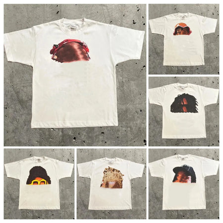 Designer Men'S T Shirts High Street Y2K Shirt Retro Trend Portrait Print Short Sleeve T-Shirt for Men Goth Harajuku Hip Hop Couple Casual Loose