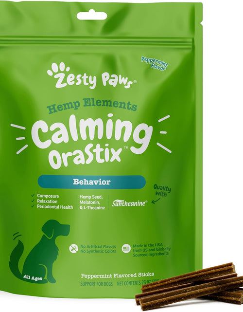 Load image into Gallery viewer, Calming Orastix for Dogs - Dental Sticks for Stress and Anxiety Relief with Hemp Melatonin Chamomile Dog Tartar Teeth Cleaning Calm Composure for Fireworks and Thunderstorms
