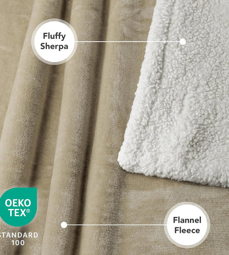 Dog Blanket for Bed, XL Pet Blanket Large Dogs, Fleece Furniture Couch Cover Protector Sofa Car Crate Kennel, Soft Sherpa Cat Throw Plush Reversible Washable, Twin 60X80 Taupe