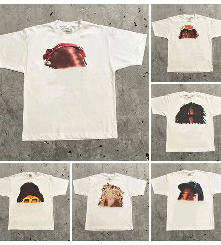 Designer Men'S T Shirts High Street Y2K Shirt Retro Trend Portrait Print Short Sleeve T-Shirt for Men Goth Harajuku Hip Hop Couple Casual Loose