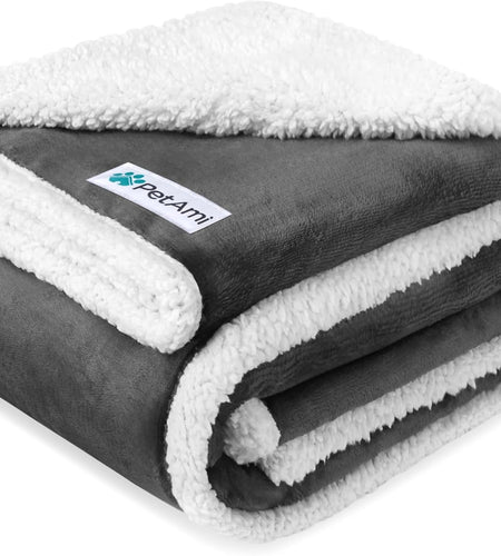 Waterproof Dog Blanket for Small Medium Dog, Pet Puppy Blanket Couch Cover Protection, Sherpa Fleece Cat Blanket Washable Throw Couch Sofa Bed Furniture Protector Reversible Soft 29X40 Charcoal