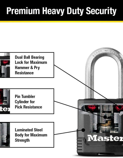 Load image into Gallery viewer, M115XQLF Magnum Heavy Duty Outdoor Padlock with Key, 4 Pack Keyed-Alike
