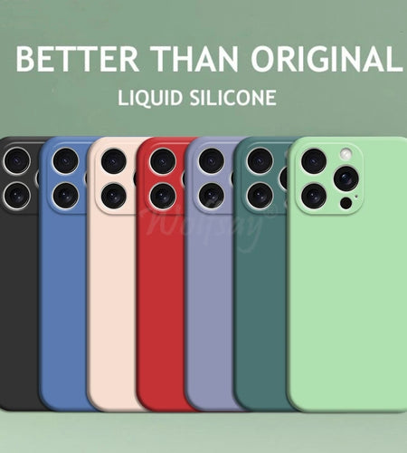 For Iphone 16 Pro Max Case Liquid Silicone Original Plain Rubber TPU Protect Case for Iphone 16 15 Pro Max Cover TPU Shockproof