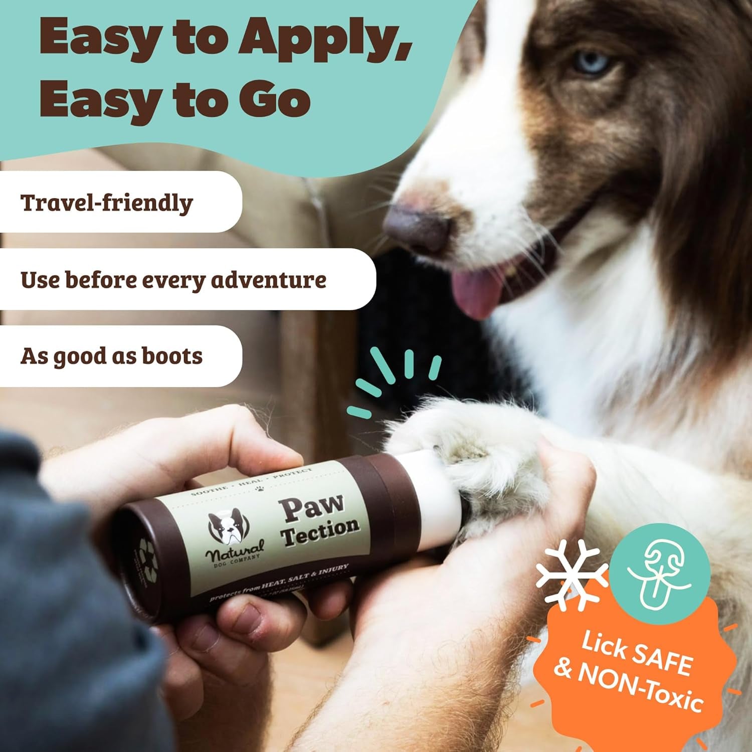 Pawtection Dog Paw Balm, Protects Paws from Hot Surfaces, Sand, Salt, & Snow, Organic, All Natural Ingredients