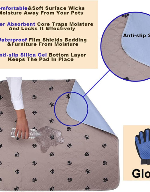Load image into Gallery viewer, Reusable Pee Pad + Free Puppy Grooming Gloves/Quilted, Fast Absorbing Machine Washable Dog Whelping Pad/Waterproof Puppy Training Pad/Housebreaking Absorption Pads
