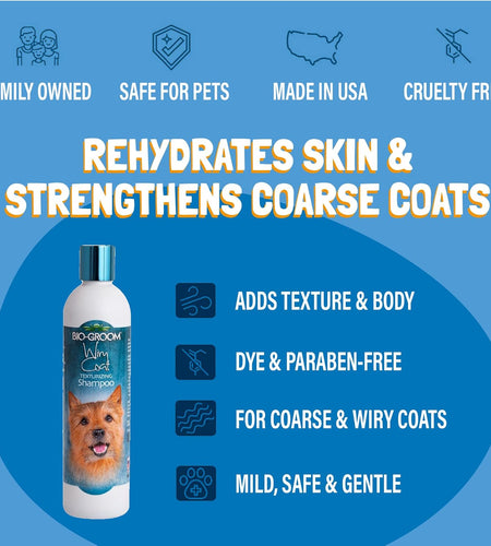 Wiry Coat Dog Shampoo – Tearless, Dog Bathing Supplies, Puppy Wash, Cat & Dog Grooming Supplies, Cruelty-Free, Made in USA, Texturizing Shampoo, Dog Products – 12 Fl Oz 1-Pack